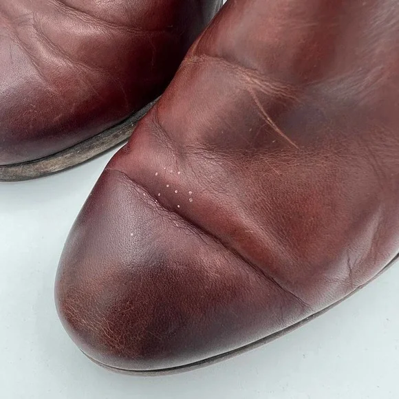 Frye Patty Riding Boot Brown Leather High Block Heel Zipper Buckle 8.5 - Picture 9 of 9